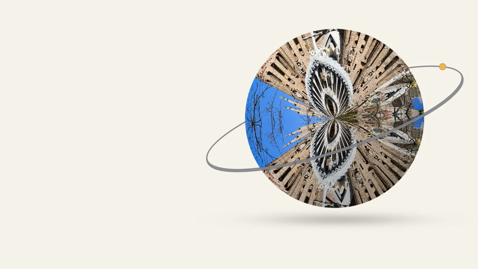 Barcelona as a little planet: Close-up of the Sagrada Familia's intricate facade showcasing Gothic architecture in Barcelona