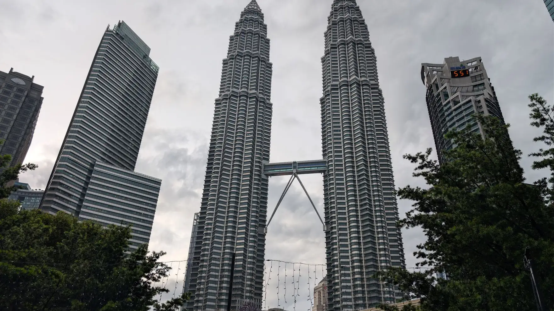Stunning view of the Petronas Twin Towers in Kuala Lumpur, Malaysia. Iconic modern architecture