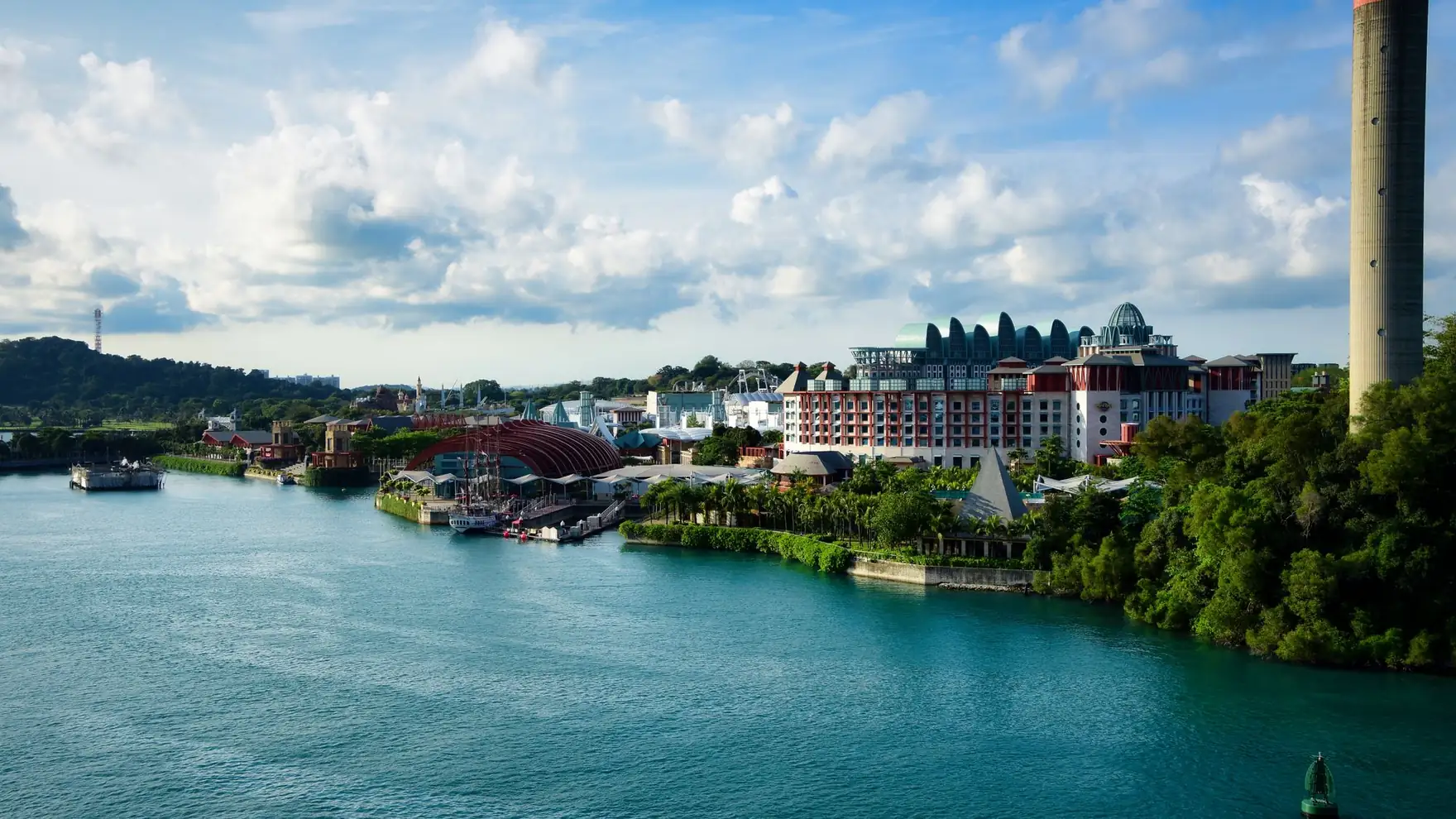 Beautiful view of Sentosa Island, Singapore under a clear blue sky