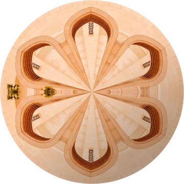 Close-up of elegant arches at the Sultan Qaboos Grand Mosque in Muscat, Oman